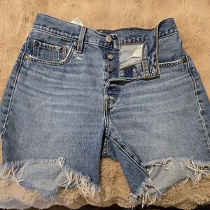 Levi's Light Blue Distressed Denim Jean Shorts